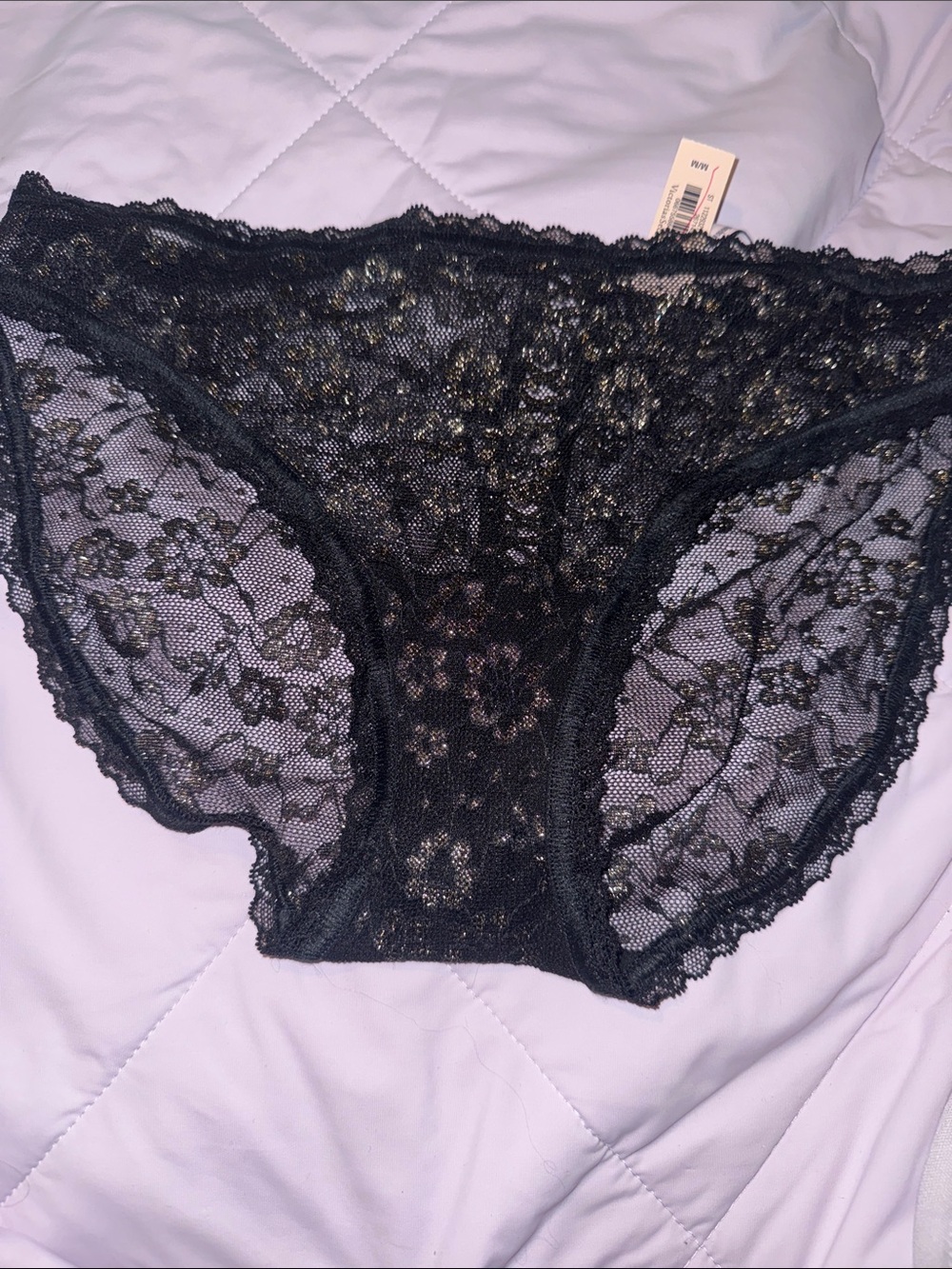NWT Victoria’s Secret Black and Gold Lace Panty